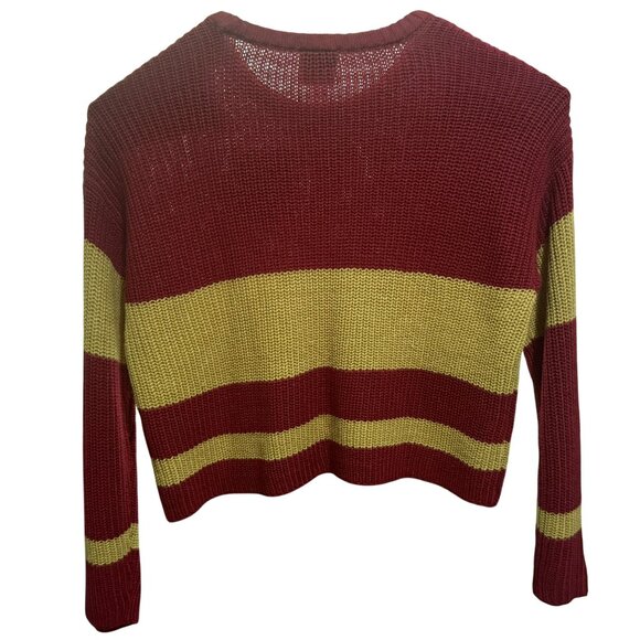 Harry Potter GRYFF QUIDDITCH SWEATER Sz L Gryffindor Color Block Cranberry Gold - Picture 3 of 4